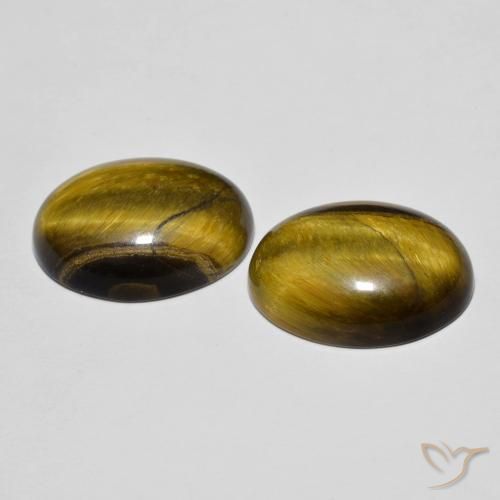 Pedras preciosas de Olho de Tigre Marrom dourado natural de 16.57 ct, oval, Opaco