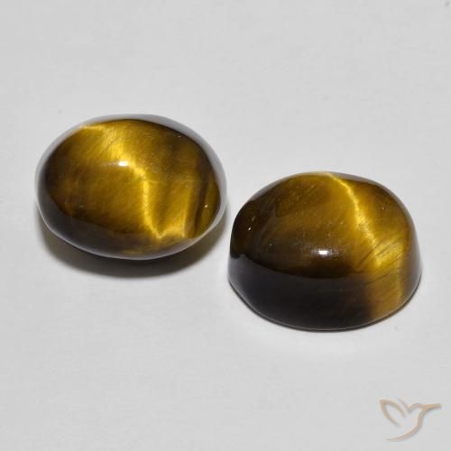 Pedras preciosas de Olho de Tigre Marrom dourado natural de 10.69 ct, oval, Opaco