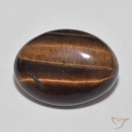 10.54ct Natural Medium Dark-Brown Olho de Tigre, oval, Opaco