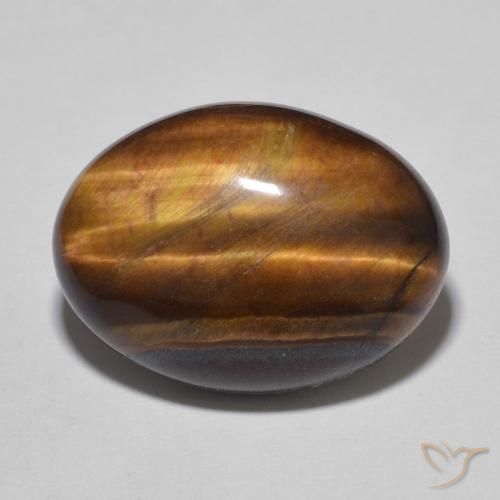 11.69ct Natural Medium Dark-Brown Olho de Tigre, oval, Opaco