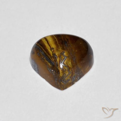 Olho de Tigre Marrom Quente Natural 0.87ct, Formato de pêra, Opaco