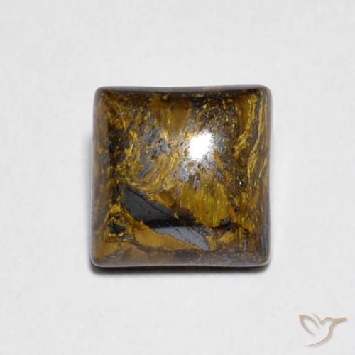 1.46ct Natural Medium Light-Brown Olho de Tigre, Quadrado, Opaco