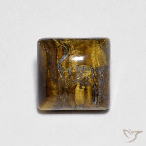 1.36ct Natural Medium Light-Brown Olho de Tigre, Quadrado, Opaco