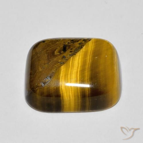 Olho de Tigre Marrom claro Natural 9.28ct, Almofada, Opaco