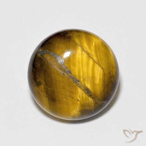 6.66ct Natural Medium Light-Brown Olho de Tigre, Redondo, Opaco