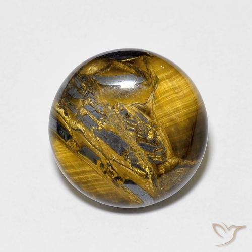 7.30ct Natural Marrom-amarelado Olho de Tigre, Redondo, Opaco