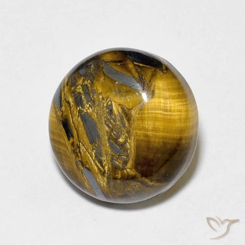 Olho de Tigre Marrom-amarelado Natural 7.30ct, Redondo, Opaco