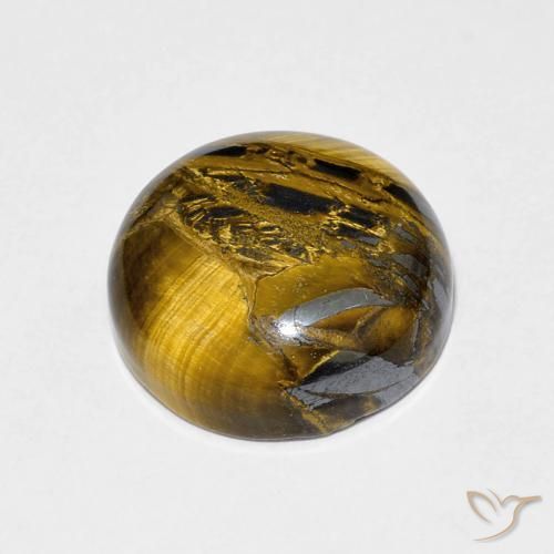 Olho de Tigre Marrom-amarelado Natural 7.30ct, Redondo, Opaco