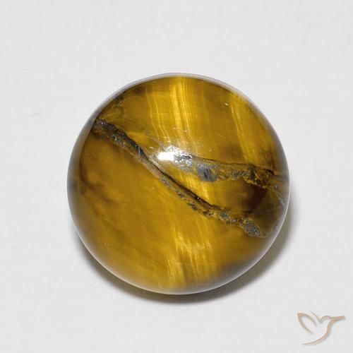 6.75ct Natural Medium Light-Brown Olho de Tigre, Redondo, Opaco