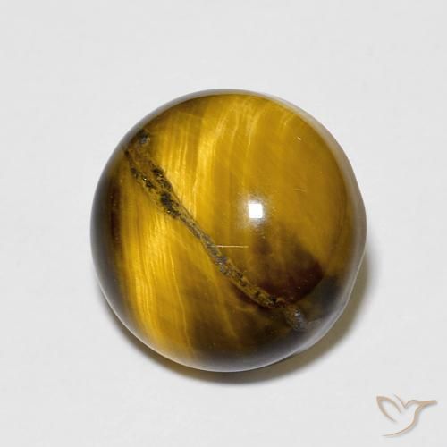 Olho de Tigre Marrom Quente Natural 6.84ct, Redondo, Opaco