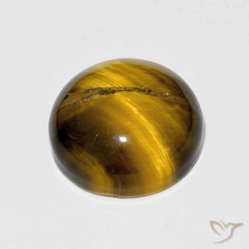 Olho de Tigre Marrom Quente Natural 6.84ct, Redondo, Opaco