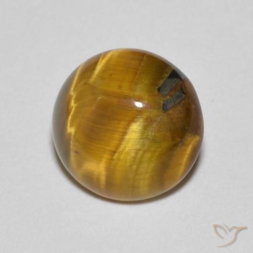 Olho de Tigre Marrom dourado Natural 1.57ct, Redondo, Opaco