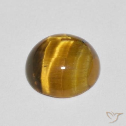 Olho de Tigre Marrom dourado Natural 1.57ct, Redondo, Opaco