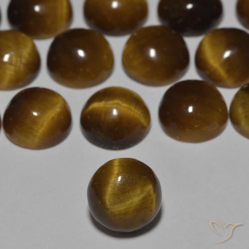 0.92ct Natural Marrom Quente Olho de Tigre, Redondo, Opaco