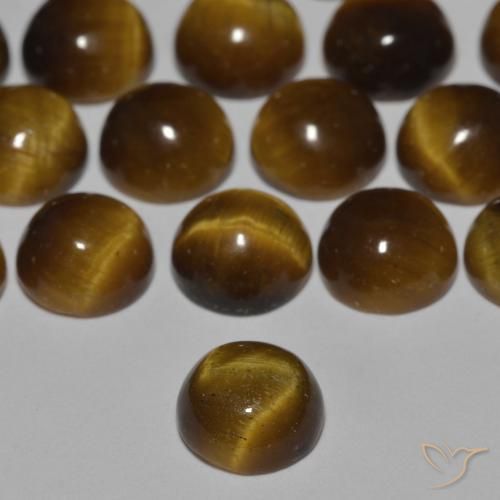 Olho de Tigre Marrom Quente Natural 0.92ct, Redondo, Opaco