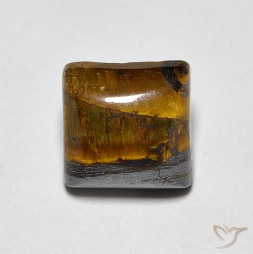 1.43ct Natural Medium Dark-Brown Olho de Tigre, Quadrado, Opaco