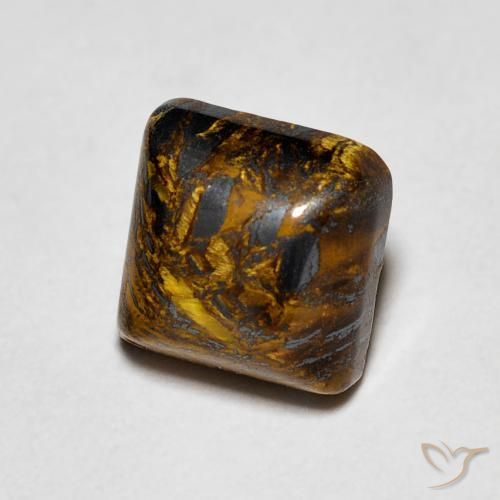 1.53ct Natural Hickory Brown Olho de Tigre, Quadrado, Opaco