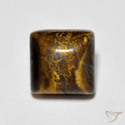 1.34ct Natural Medium Light-Brown Olho de Tigre, Quadrado, Opaco