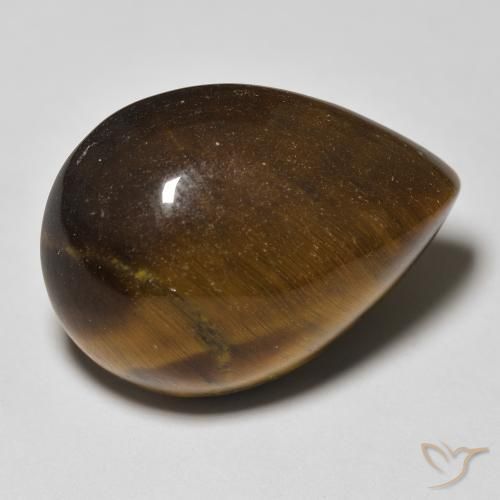 Olho de Tigre Marrom-amarelado Natural 13.27ct, Formato de pêra, Opaco