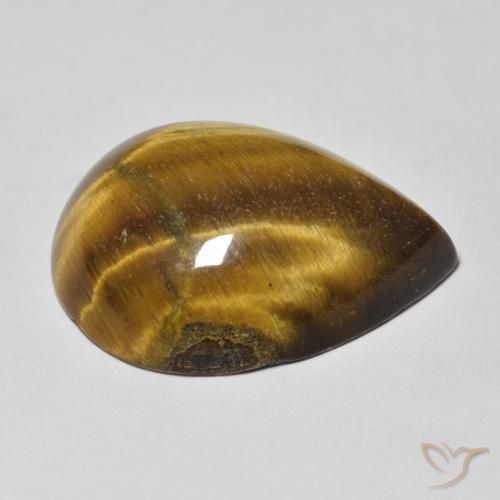 Olho de Tigre Marrom-amarelado Natural 13.27ct, Formato de pêra, Opaco