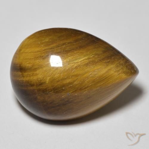 Olho de Tigre Marrom-amarelado Natural 13.46ct, Formato de pêra, Opaco