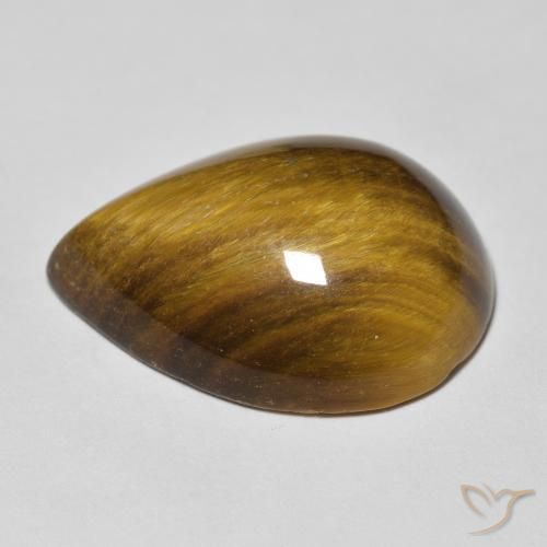 Olho de Tigre Marrom-amarelado Natural 13.46ct, Formato de pêra, Opaco