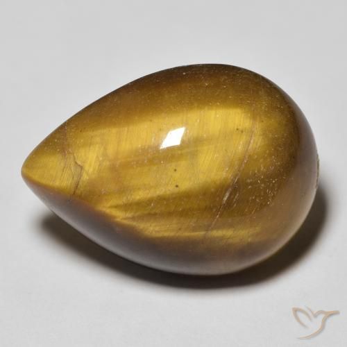 13.04ct Natural Marrom-amarelado Olho de Tigre, Formato de pêra, Opaco