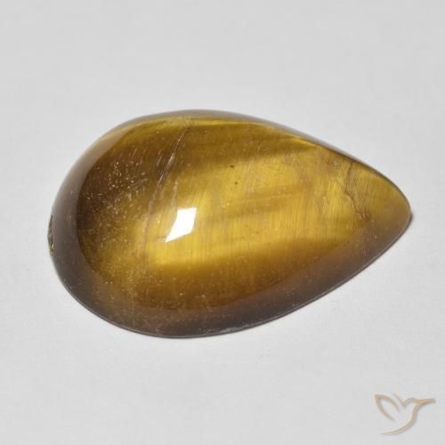 Olho de Tigre Marrom-amarelado Natural 13.04ct, Formato de pêra, Opaco