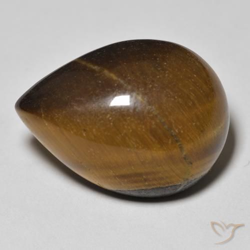 Olho de Tigre Castanho médio Natural 14.11ct, Formato de pêra, Opaco