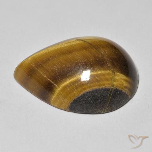 Olho de Tigre Castanho médio Natural 14.11ct, Formato de pêra, Opaco