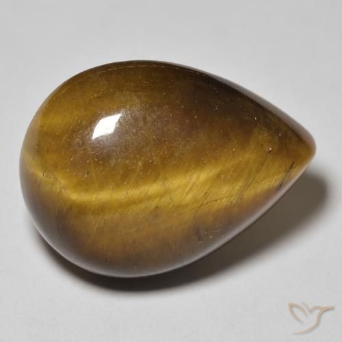 Olho de Tigre Marrom-amarelado Natural 15.78ct, Formato de pêra, Opaco