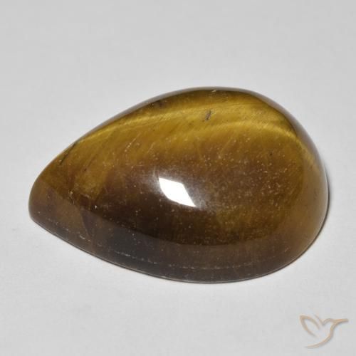Olho de Tigre Marrom-amarelado Natural 15.78ct, Formato de pêra, Opaco