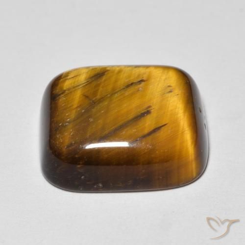 Olho de Tigre Marrom dourado Natural 8.44ct, Almofada, Opaco