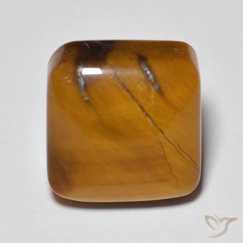 6.10ct Natural Castanho médio Olho de Tigre, Almofada, Opaco
