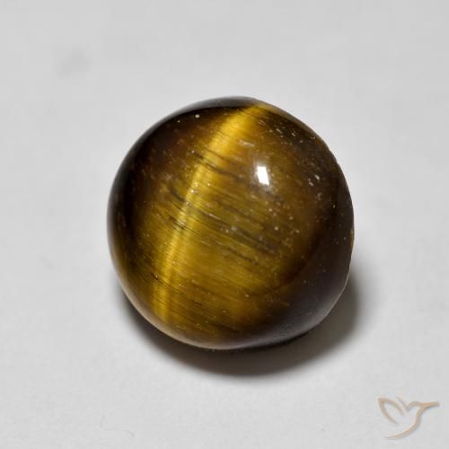 1.87ct Natural Medium Dark-Brown Olho de Tigre, Redondo, Opaco