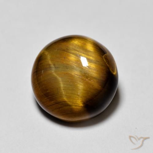 2.01ct Natural Marrom dourado Olho de Tigre, Redondo, Opaco