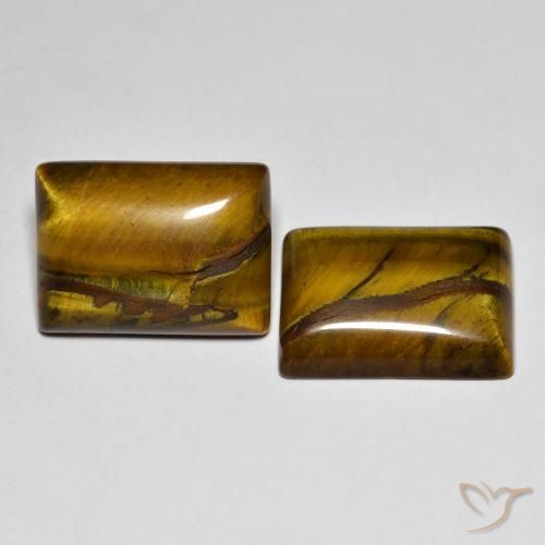 Pedras preciosas de Olho de Tigre Marrom Quente natural de 18.41 ct, baguete, Opaco