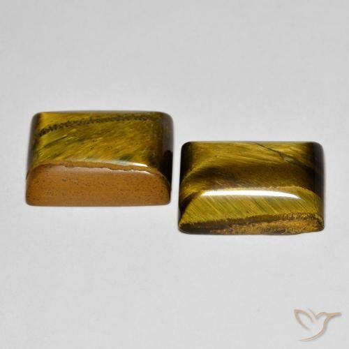 Pedras preciosas de Olho de Tigre Marrom dourado natural de 14.35 ct, baguete, Opaco