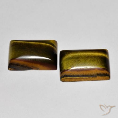 Pedras preciosas de Olho de Tigre Marrom dourado natural de 13.55 ct, baguete, Opaco