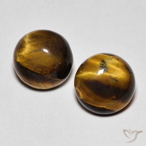 Pedras preciosas de Olho de Tigre Marrom Quente natural de 4.21 ct, Redondo, Opaco