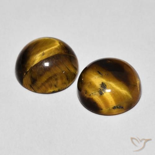 Pedras preciosas de Olho de Tigre Marrom Quente natural de 4.21 ct, Redondo, Opaco
