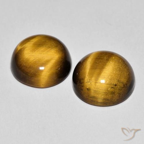 Pedras preciosas de Olho de Tigre Marrom Quente natural de 7.22 ct, Redondo, Opaco