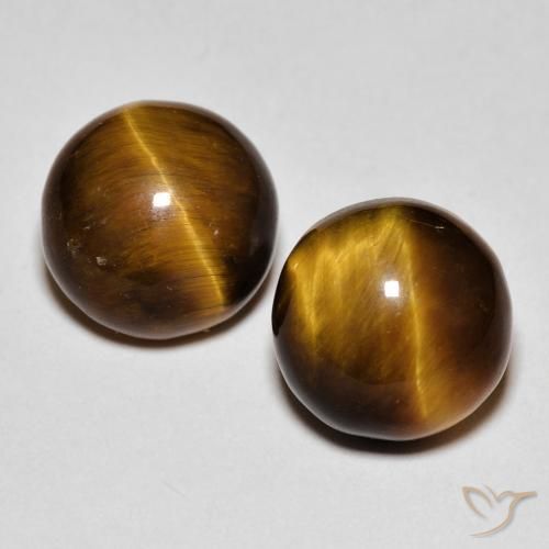 8.56ctw Natural Castanho médio Olho de Tigre, Redondo, Opaco