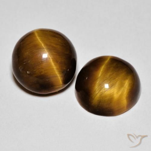 Pedras preciosas de Olho de Tigre Castanho médio natural de 8.56 ct, Redondo, Opaco