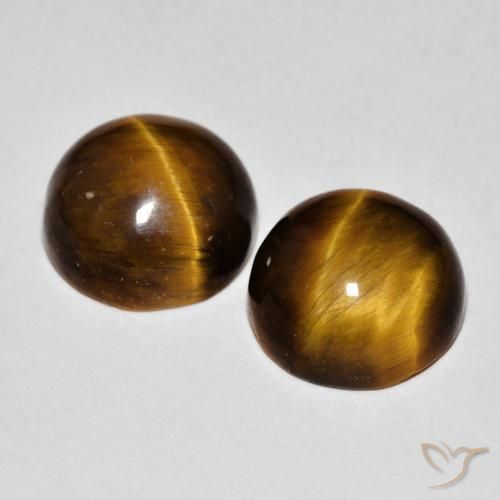 Pedras preciosas de Olho de Tigre Castanho médio natural de 8.56 ct, Redondo, Opaco