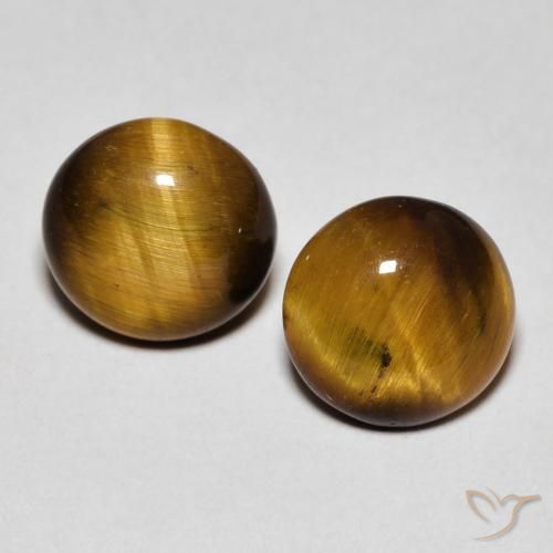2.82ctw Natural Castanho médio Olho de Tigre, Redondo, Opaco