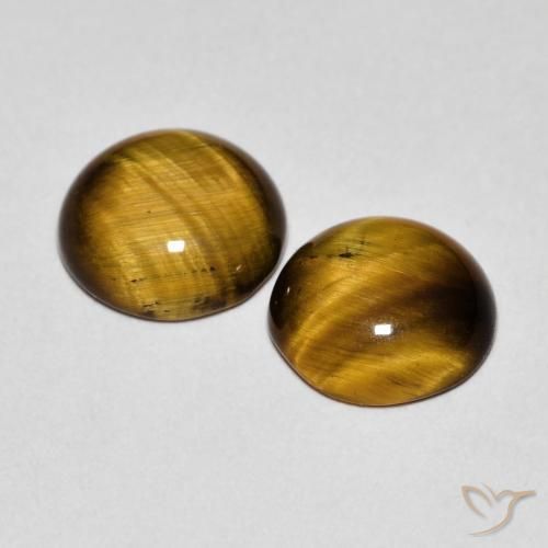 Pedras preciosas de Olho de Tigre Castanho médio natural de 2.82 ct, Redondo, Opaco