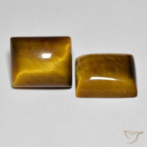 Pedras preciosas de Olho de Tigre Marrom dourado natural de 12.43 ct, baguete, Opaco