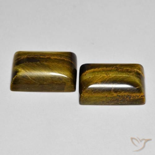 Pedras preciosas de Olho de Tigre Medium Light-Brown natural de 16.48 ct, baguete, Opaco