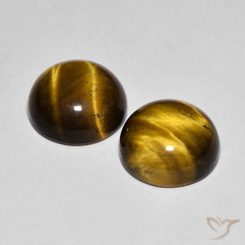 Pedras preciosas de Olho de Tigre Marrom Quente natural de 7.60 ct, Redondo, Opaco